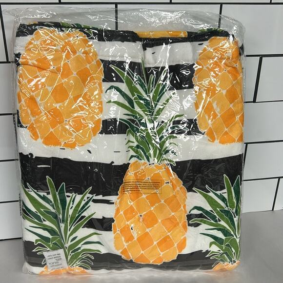 NWT New Boutique Brand 2 In 1 Pineapple Motif Bag and Towel Terry Cloth Striped - Picture 4 of 4